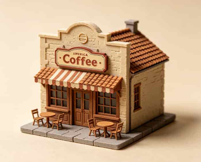 Tiny 3D-printed building model of a memorable location