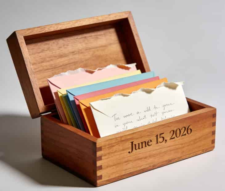 Wooden keepsake box with handwritten letters graduation gift idea for her