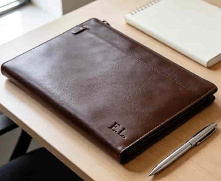Engraved leather portfolio with initials professional graduation gift for girlfriend