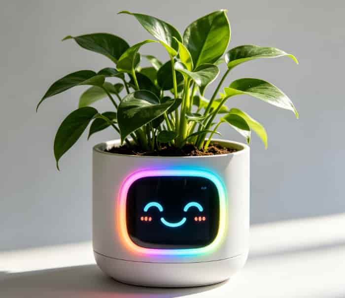 Smart plant pot with color-changing LED mood lights