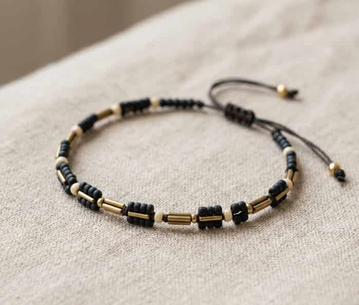 Beaded bracelet with a hidden morse code message pattern
