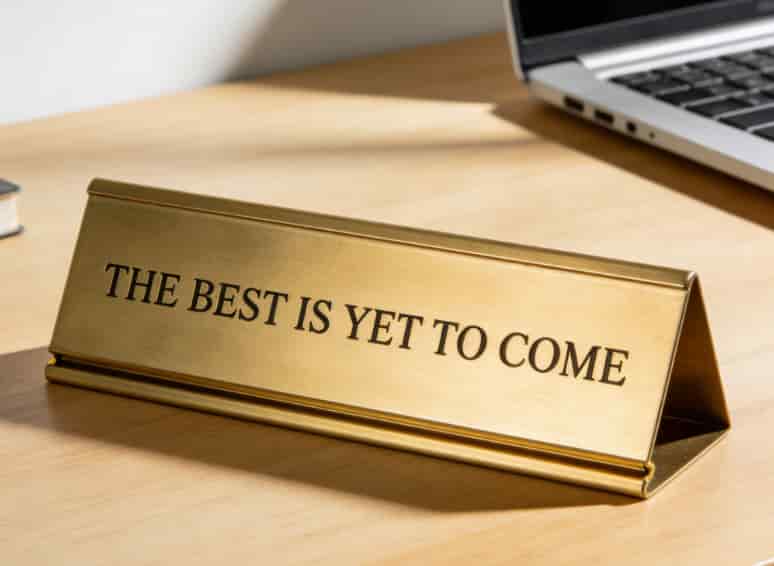 Custom brass desk nameplate with engraved quote graduation gift for her desk