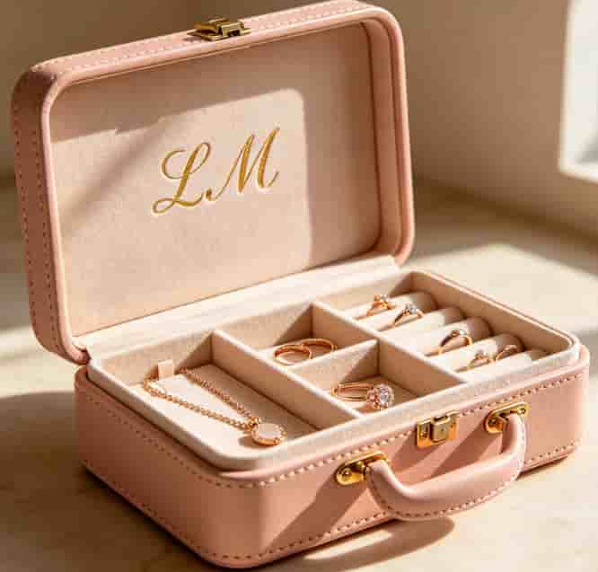 Travel monogrammed jewelry case personalized graduation gift for girlfriend