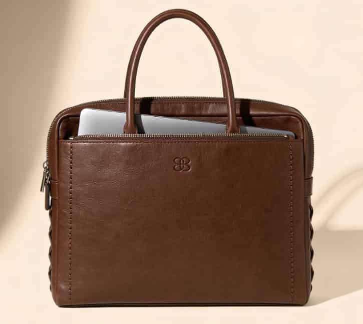 Leather laptop tote bag stylish work bag for new graduate girlfriend