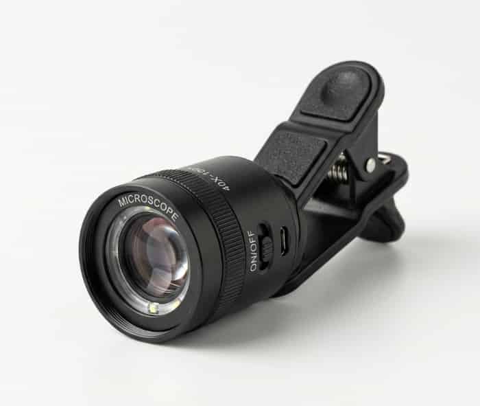Clip-on microscope lens kit for smartphone cameras