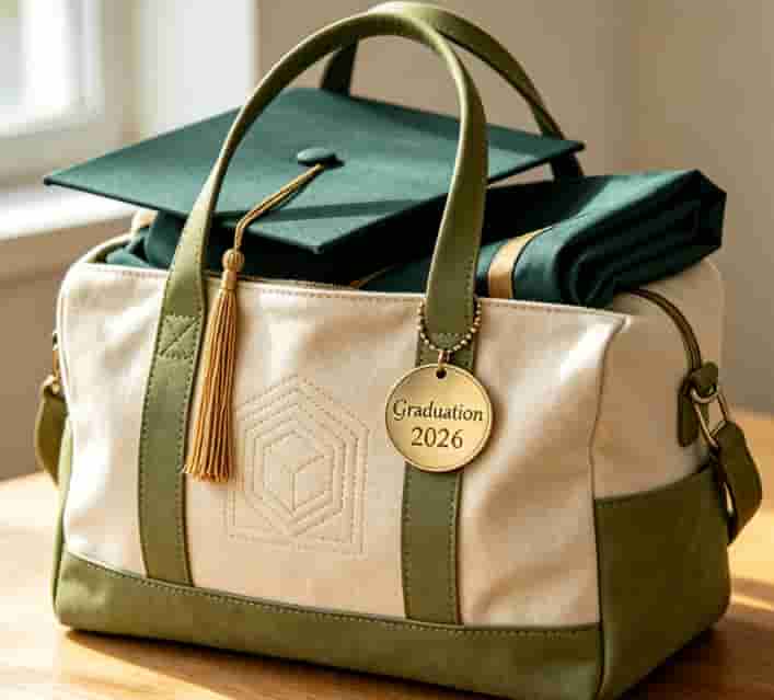 Sustainable canvas vegan leather weekender bag graduation travel gift