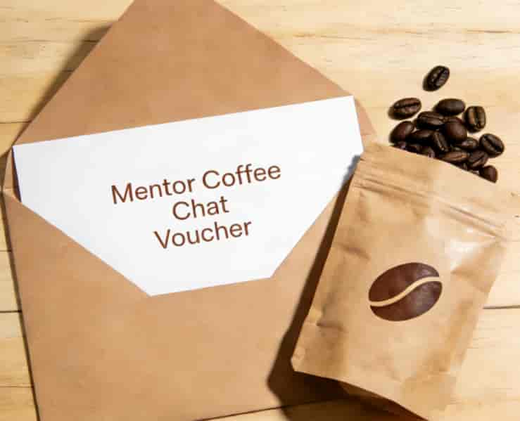 Mentor coffee chat gift card and coffee beans experience gift graduation