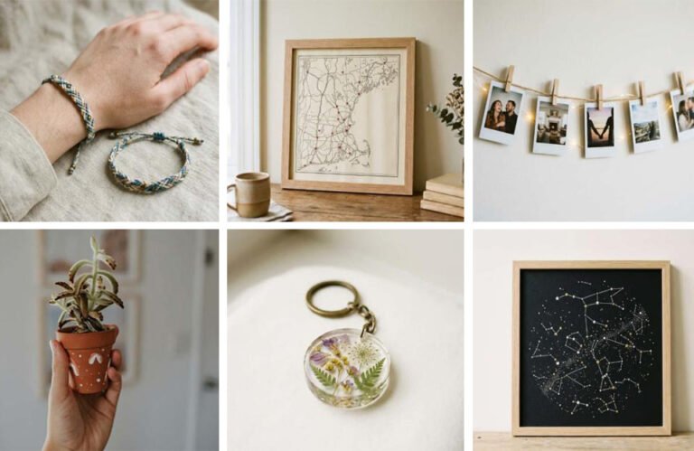 Six DIY gift ideas for girlfriend in a photo collage
