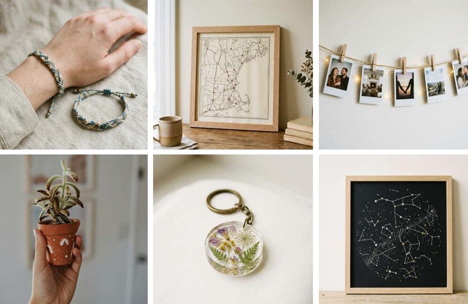 Six DIY gift ideas for girlfriend in a photo collage